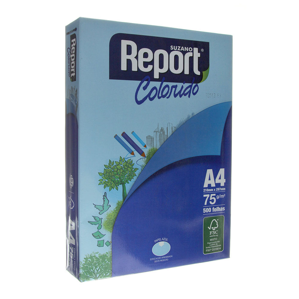 Papel Sulfite A4 Azul Report Colorido Com 500 Folhas Cepel