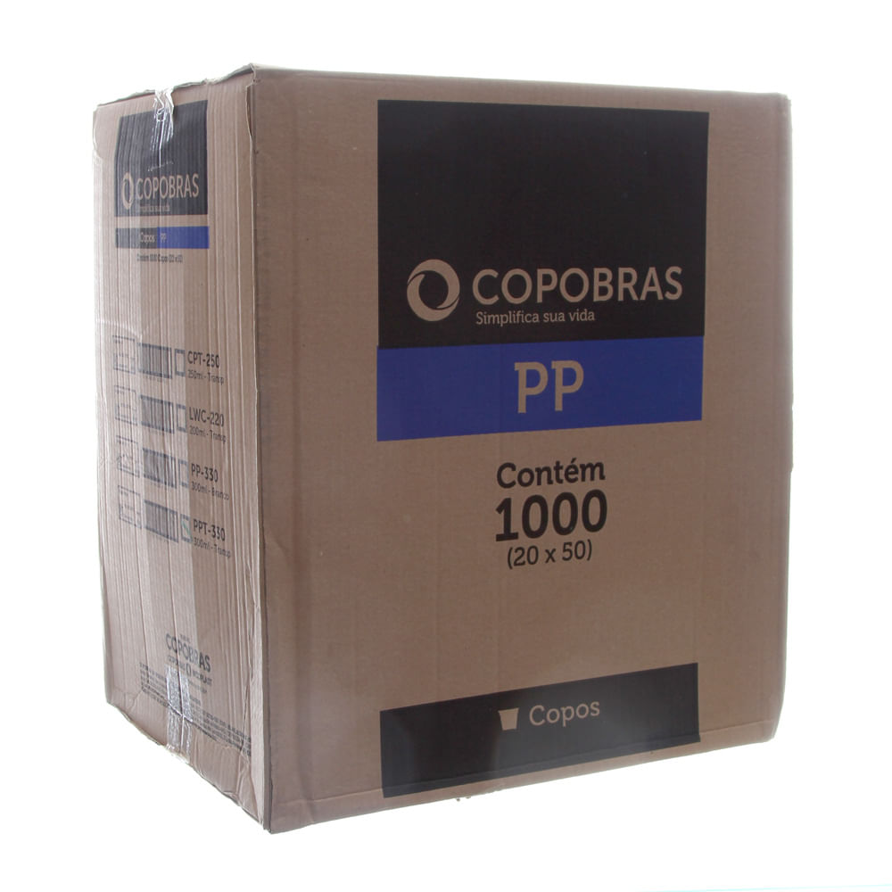 Copo Plástico Descartável de 300 ml PPT-330 Caixa com 1000 