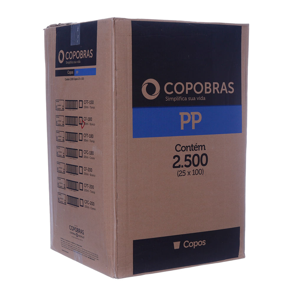 Copo Plástico Descartável de 180 ml Caixa com 2500 