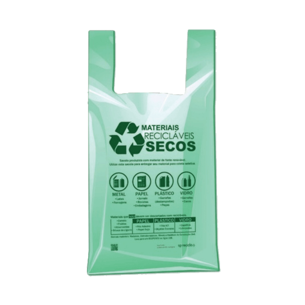 Sacola Plástica Verde Biodegradável com a Largura 48 x
